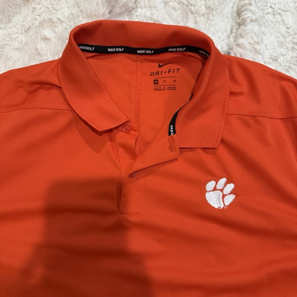 Nike Clemson‎ Tigers Men's Golf Dri-Fit Polo Short Sleeve Orange Sz XL
